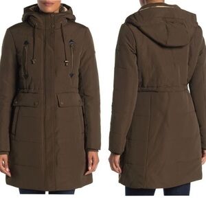 Lucky Brand Green Faux Fur Parka Coat